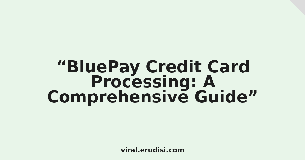 BluePay Credit Card Processing: A Comprehensive Guide