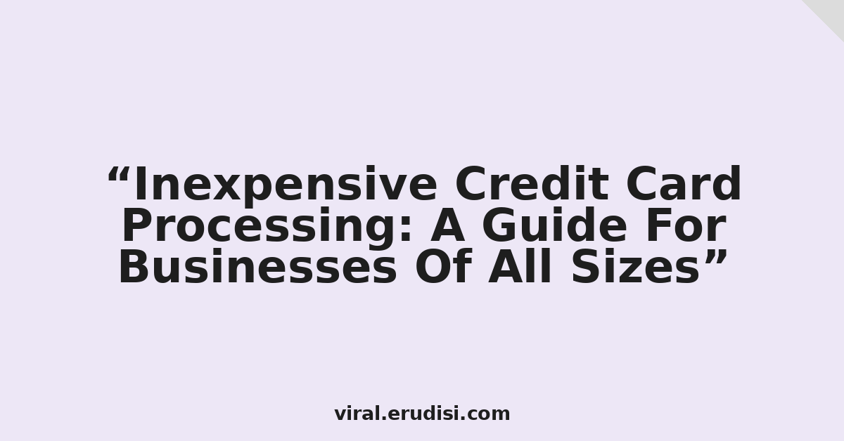 Inexpensive Credit Card Processing: A Guide For Businesses Of All Sizes