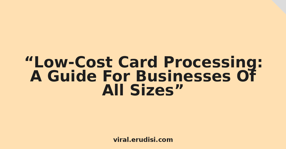 Low-Cost Card Processing: A Guide For Businesses Of All Sizes